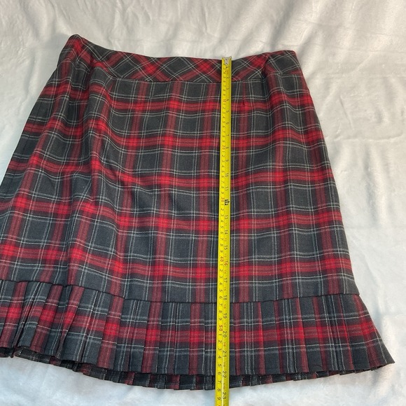 Vtg Pendleton Plaid 100 % Virgin Wool Mini Skirt 16 Petite Lined Red Gray Plaid - Picture 7 of 9